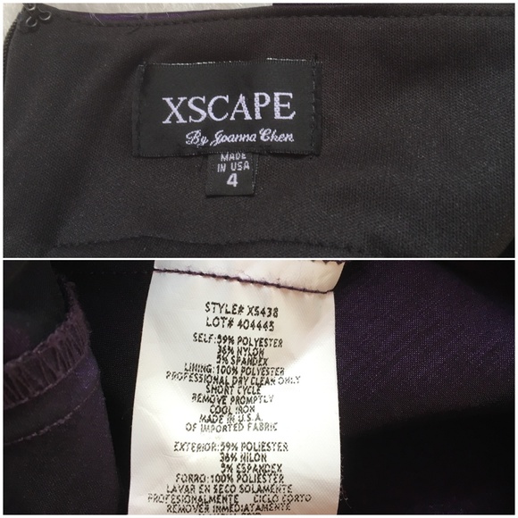 Xscape Runched Rose Bodycon Dress Size 4 - Picture 7 of 10